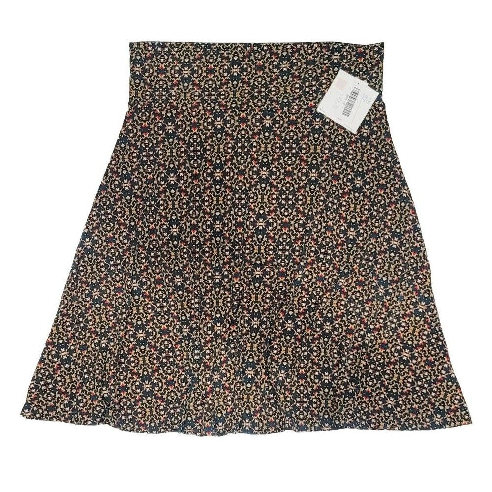 LuLaRoe Women's Christmas-like A-line Azure Stretchy Skirt Blue Red Tan, Size XL - Picture 1 of 9